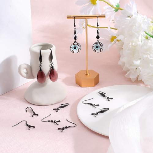 SUNNYCLUE 1 Box 40Pcs Black French Earring Hooks with Pinch Bails Clasp Stainless Steel Earring Hooks Bulk Ear Wire Fishhook Earwires Earrings Findings for jewellery Making DIY Dangle Earrings - Image 4
