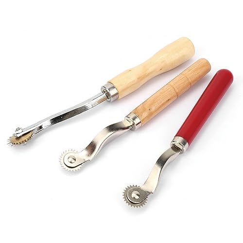 Tiiyee 3 Pcs Tracing Wheel, Professional Stitch Marking Spacer Needle Point Tracing Overstitch Wheel Stainless Steel Rotary Perforation Cutter for Leather Cloth Arts DIY Crafts Paper Perforator