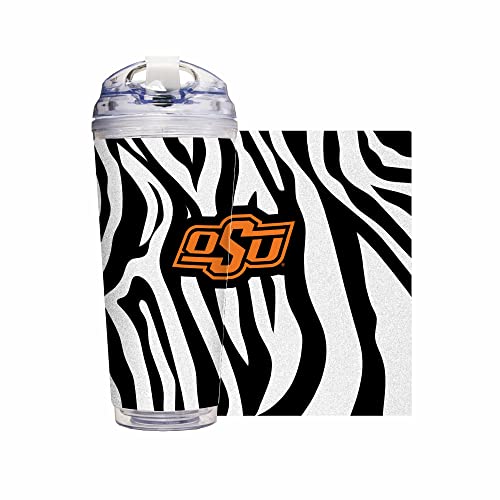 Image of Rico Industries NCAA Glitter 24oz Acrylic Glitter Tumbler with Hinged Lid, Officially Licensed Double Wall Tumbler with Straw