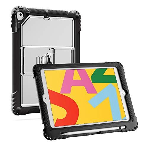 TopEsct iPad 10.2" 2019 iPad 7th Generation Case,Heavy Duty Built in Pencil Holder and Kickstand Shockproof Protective Case, Compatible with New iPad 10.2", iPad Air 3 and iPad Pro 10.5" (Black-1) (B083J5C1KR) Amazon Price History, Amazon Price Tracker