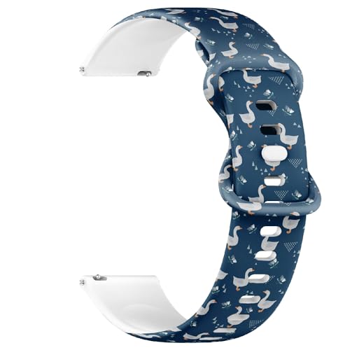 Compatible with Garmin Fenix 7/7 Pro, Fenix 6/6 Pro, Fenix 5/5 Plus, Epix (Gen2) / Epix Pro (Gen2), 22mm Replacement Sport Watch Band (Cute Geese Flowers) Silicone Soft Strap Bracelet