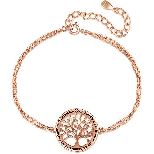 LOVORDS Bracelet Femme Gravé Argent 925/1000 Arbre de Vie Famille