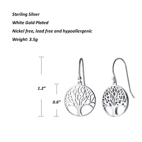 Agvana Sterling Silver Tree Of Life Earrings For Women Family Tree Dangle Drop Earrings Anniversary Jewelry Birthday Gifts For Women Girls Mom Lady Wife Lover Grandma Her, Diameter 0.6” #TOP4