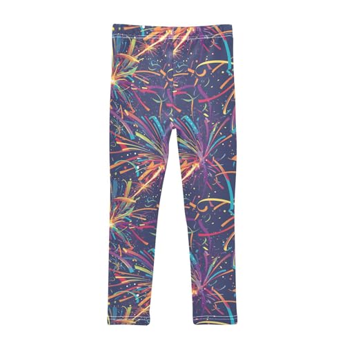 Firework Pattern Kids Girl's Leggings Comfortable High Waisted Athleisure Pants Gym2