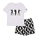 Fortnite Dancing Emotes Boys zestaw krótkich piżam, oficjalny produkt, PS4, PS5, Xbox Gamer, do szkoły, dla chłopców, dzieci, pomysł na prezent urodzinowy dla dzieci, biały czarny, 128