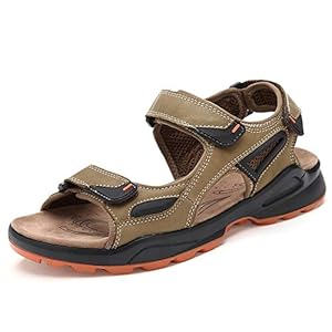 XYAL0003001 Xingyue Aile Slippers & Sandalen Zomer Outdoor Ademende Strand Sandalen Voor Mannen, Echt Leer Comfortabele Schoenen Anti-slip Platte Ronde Open teen Haak & Loop Band Schoenen
