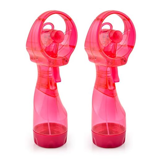 O2COOL Deluxe Handheld Battery Powered Water Misting Fan (Raspberry) 2 Pack