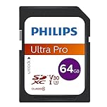 Philips Ultra Pro Carte SDXC 64 Go UHS-I U3, Vitesse de Lecture jusqu'à 100 Mo/s, V30, Carte mémoire pour Appareil Photo, Tablette, Ordinateur Personnel, Lecteur de Carte, vidéo 4K UHD
