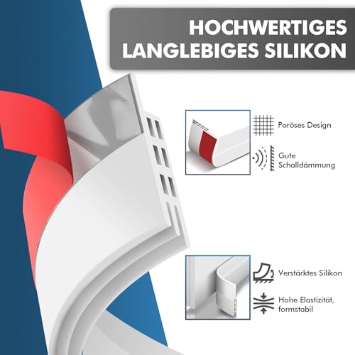 shinfly Türdichtung Zugluftstopper für Türen, Selbstklebend,（1M, Weiß） – Ansicht 4