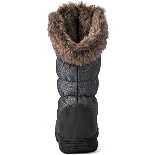 GLOBALWIN Women's Snow Boots Waterproof Mid-Calf Grey Winter Boots For Women With Warm Fleece Lining, Stylish Fur Boots For Women With Non-Slip Sole And Quilted Comfortable Boots Size 5.5M - image 5