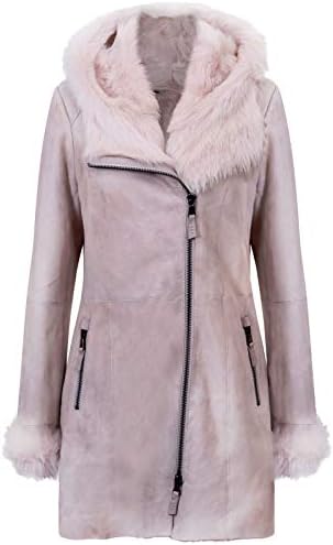 Infnity Leather Women's Off-White Frost Grey Hooded Suede Merino ...