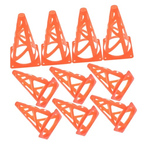 Garneck Football Obstacle Kit 10pcs Mini Orange Cones Collapsible Slotted Safety Cones Windproof for Training Hockey Baseball
