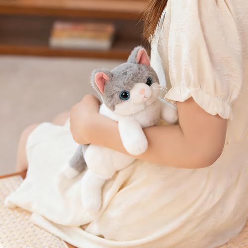 Image of PEACH CAT Cat Plush Cute Kitten Stuffed Animal Soft Plushies Toy Pillow Gifts for Kids Grey 17.7 inch