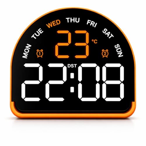 Image of AERYS Digital Alarm Clock Table Clock with LED Display, Temperature Compact Desk Clock for Students,Home, Office, Bedroom, Living Room,Home Decor, Corporate Use (Half Moon)