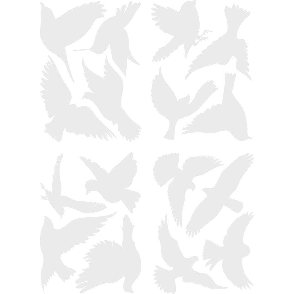 Baokuan 16pcs White Bird Glass Window Sticker Anti-collision for Birds Warnings Wall Sticker Static Electricity Removable Stickers