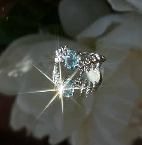 Image of 925 silver inlaid topaz Fashion personality ring (Sky blue)