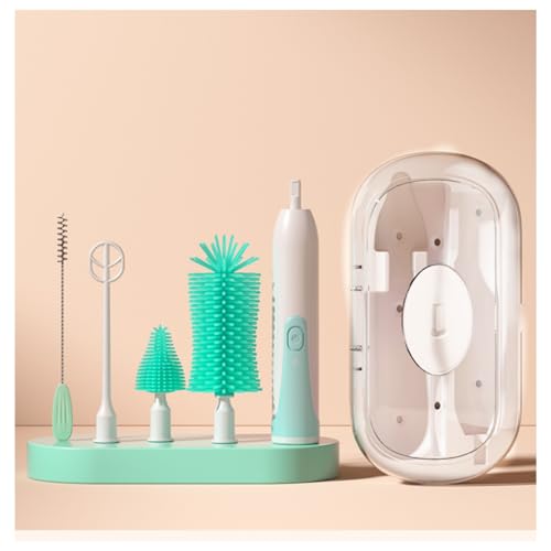 Image of Electric Baby Bottle Brush Travel Set with Automatic Spinning Bottle Brush,Straw Brush and Electric Milk Frother,Suitable for Newborn Babies (Green)