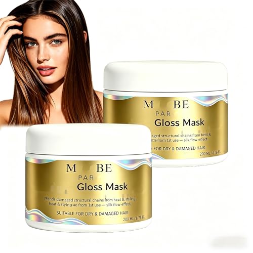 Mascarilla de brillo, mascarilla capilar de reparación profunda, hidratación profunda con brillo para cabello seco, (2 unidades)