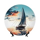 Facile à utiliser : cette assiette décorative en porcelaine anglaise bleue avec support est livrée avec un support, elle peut être affichée dans une armoire en porcelaine, sur une étagère ou une table d'appoint, ou elle peut être accrochée au mur, les deux décorations sont belles, très élégantes et artistiques