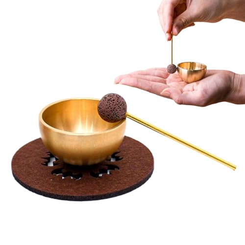 Cuenco tibetano – Instrumento de meditación de 2 pulgadas | Cuenco de latón – Pequeños cuencos tibetanos para yoga, curación, relajación, atención plena, equilibrio de chakras y rituales espirituales