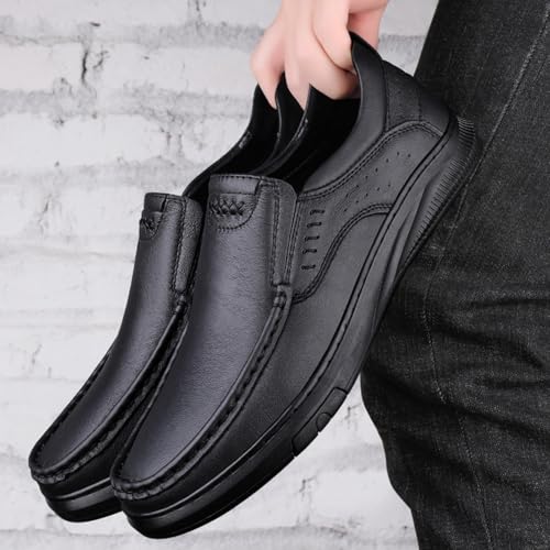 Mens Moccasin Leather Lightweight Slip-On Dress Loafers Round Toe Non-Slip Low Top Loafers Shoes for Walking Outdoor Driving Hiking2