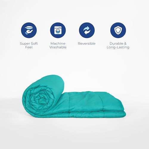 Image of Zinnia Ultra Soft Microfibre Reversible Comforter- Single 150 X 230 Cm, Red and Bright Aqua., 200 TC(Solid - Vibrant)
