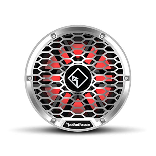 Image of Rockford Fosgate M2D4-10I Color Optix 10 inch DVC 4-Ohm Infinite Baffle Multicolor LED Lighted Marine Subwoofer - White /Stainless