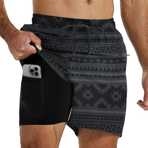 El Mejor Listado de Bañadores para Hombre de esta semana. 49 SlowTon Traje de Baño Hombre 2 en 1,Bañador de Secado Rápido con Bóxer de Compresión, Shorts de Baño con Bolsillos con Cremallera para Playa Natación Piscina Correr