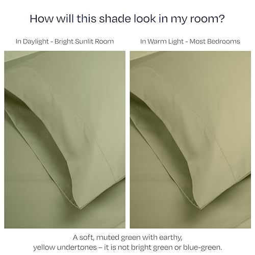 California Design Den Thick and Natural 100% Cotton Bedsheets Queen Size Bed Set - Luxury 1000 Thread Count Sheets, Soft Sateen, Deep Pockets, Breathable and Durable Bedding Set - Sage Green