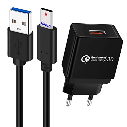 UNIDOPRO Alimentatore USB da Muro, 18W QC 3.0 Caricatore USB con 1M Cavo USB Tipo C 10mm Connettore per Ulefone Power Armor 16 15 14 13 12 11T 11 10 9E 9 8 7E X11 Pro /X10 Pro X8 |Note 9P 11P 12P 13P