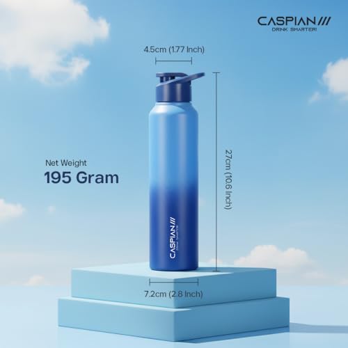 Image of CASPIAN / / / Hike Stainless Steel Customize Sipper Water Bottle Leak Proof Thunder for Fridge Home Office Travel School Kids Boys Girls Adults Sports Gym Yoga (B Horizon 1 Litre, Set of 1)|