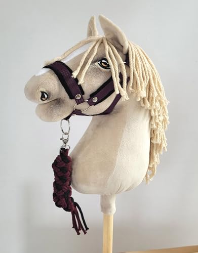 Licol A3 Hobby Horse haut de gamme avec fourrure douce noir et prune