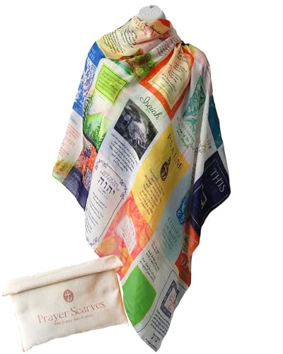 Joy Prayer Scarf for Women - 35x70 Large Rainbow Shawl Wrap with 24 Uplifting Bible Verses