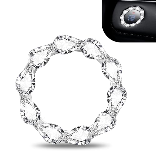 CyperFair Bling Car Button Start Button Cover/Sticker, Scratch-resistant Shiny Crystal Rhinestone...