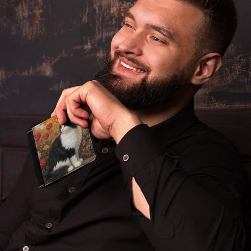 Long Hair Cow Cat Autumn Leather Wallets for Men Slim Bifold Purse Clutch with 6 Credit Card Pockets4