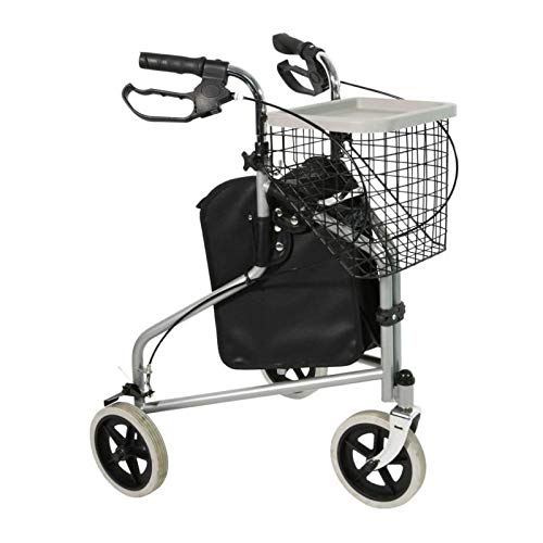 PLUS SANTE Déambulateur à 3 Roues MADRID Rollator Argenté Adulte Aluminium Moderne 36 inches