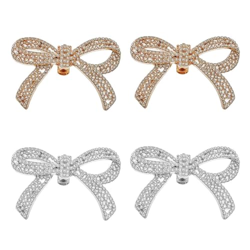 GTYHH 2 Pares De Clips Para Zapatos Con Lazo Para Mujer, Clips Para Zapatos Con Purpurina, Lazos De Tacón Alto, Clips Para Zapatos Con Lazo De Diamantes, Accesorios Para Zapatos De Fiesta Para Mujer