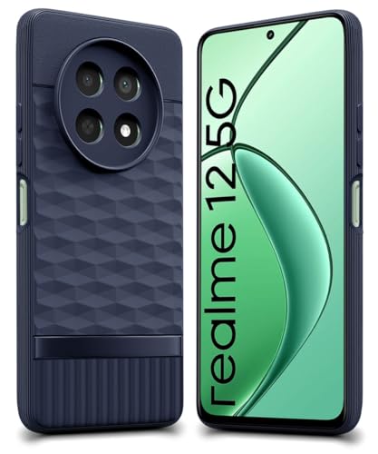 Image of WOW IMAGINE Back Cover for Realme 13 5G | Realme 12 5G | 12X 5G | Narzo 70x 5G | C65 5G | N65 with Hexa Cube Design | Ultra Slim Soft Case | Inner Velvet Fabric | Silicone Flexible Mobile Case - Blue