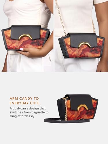 Image of ZOUK Women's Zareen Clutch Bag with Detachable Sling Strap | Vegan Leather | Wedding, Party, Formal