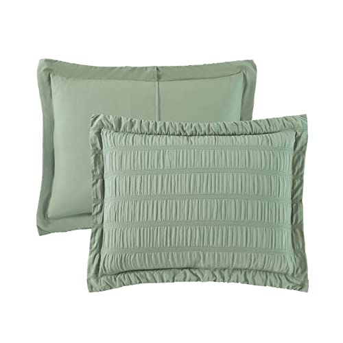 Image of Walensee Twin Seersucker Comforter Set 100% Polyester Soft Washable Microfiber Bed Comforters with 1 Pillowsham, Lightweight Cozy Bedding Comforter Sets for All Season, 2 Pieces, 68 inchx90 inch, Sage Green