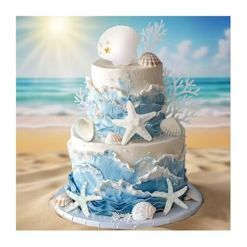 YZROHYI 20 Pièces Deco Gateau Coquillage,étoile de Mer Deco Gateau Anniversaire Ocean,Happy Birthday Decoration Gâteau Baby Shower,Cake Topper Mariage,Décoration Cupcake Topper pour Fête Diy