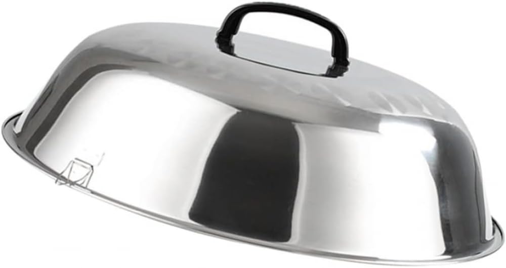 Coperchio universale in acciaio inox rotondo a cupola in ghisa, coperchio di ricambio per padelle, padelle e padelle in ghisa, 48 cm