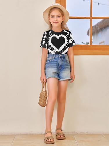 Image of Girls Short Sleeve T Shirts Kids Summer Tops Crewneck Tees 5-14 Years