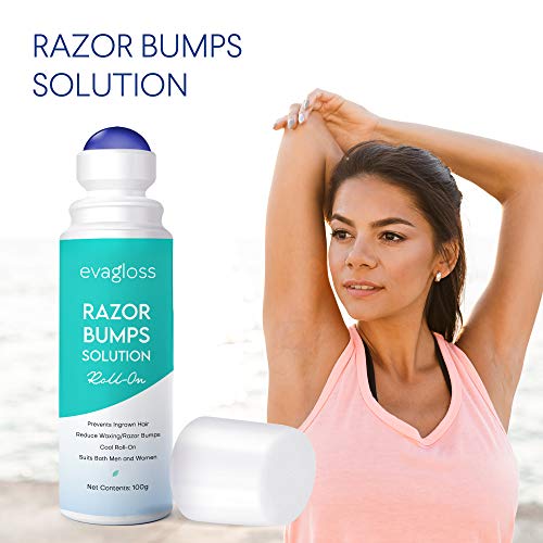 Evagloss Razor Bumps Solution- After Shave Repair Serum for Ingrown and Burns, Dark Spot Corrector Skin Lightening, Roll-On for Men and Women -100g