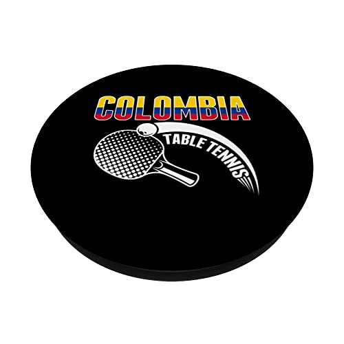 Colombia Table Tennis Lover Support Colombian Ping Pong Team PopSockets Swappable PopGrip, Black - Image 2