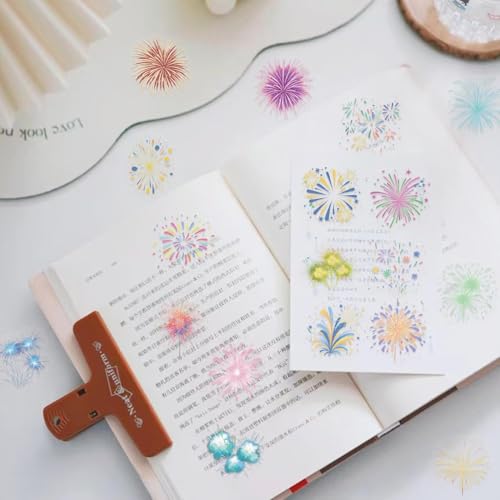 Image of 50Pcs Firework for Scrapbooking,Self-Adhesive Transparent Stickers Scrapbook Supplies Journaling Supplies for Adult Card Making Letters DIY Water Bottle Cards Decoration