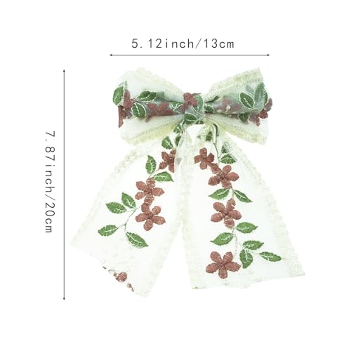 Set de 5 Lazos de Encaje con Flores Bordadas - Broches y Pinzas con Cintas Largas para Mujer miniatura 2