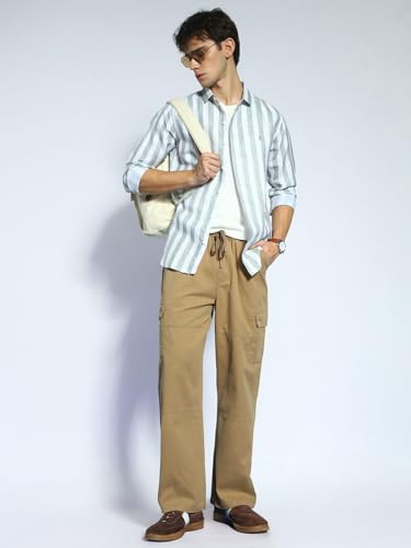 Image of Urbano Fashion Men's Loose Baggy Fit Cargo Jogger Chino Pant with 6 Pockets Stretchable