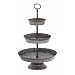 Benzara Three Tiered Metal Galvanized Tray with Small Gold Colored Studs, 13x13x22, Gray