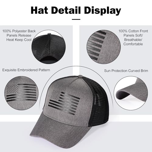 Image of Oversize XXL American Flag Trucker Hat | Big Heads, Adjustable Mesh Snapback, Baseball Cap, 3D Embossed Flag